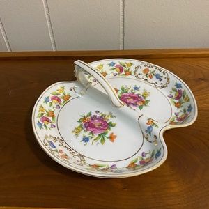 Vintage Dresdena Floral Divided Candy Dish